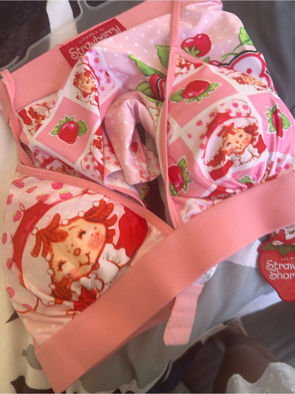 Strawberry Shortcake Pink Graphic Bralette - Pink